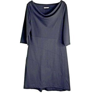 Royal Robbins Women's Ponte Cowl Neck 3/4 Sleeve Sheath Dress Black Pocket Sz M